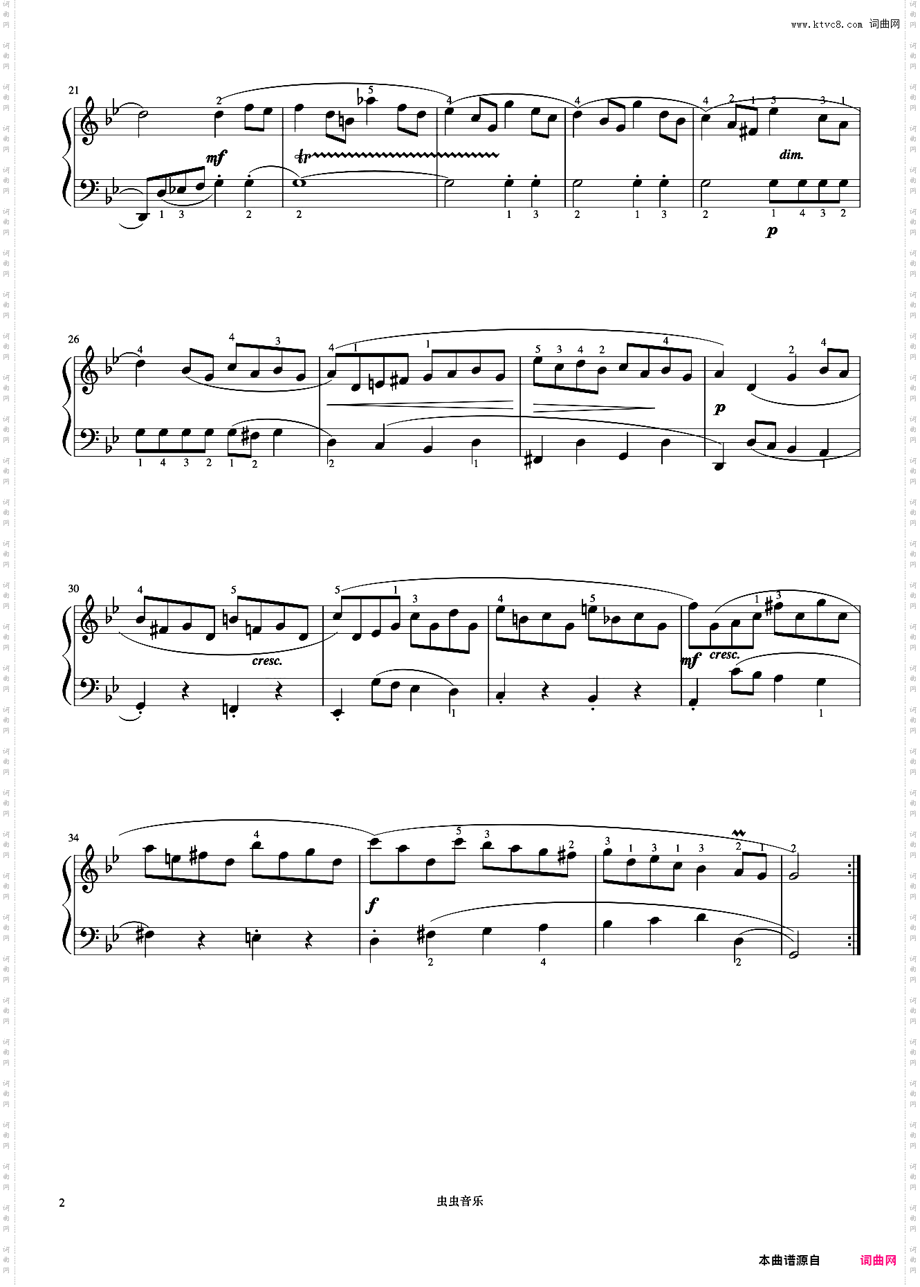 第20首 加伏特舞曲《巴赫 初级钢琴曲集》