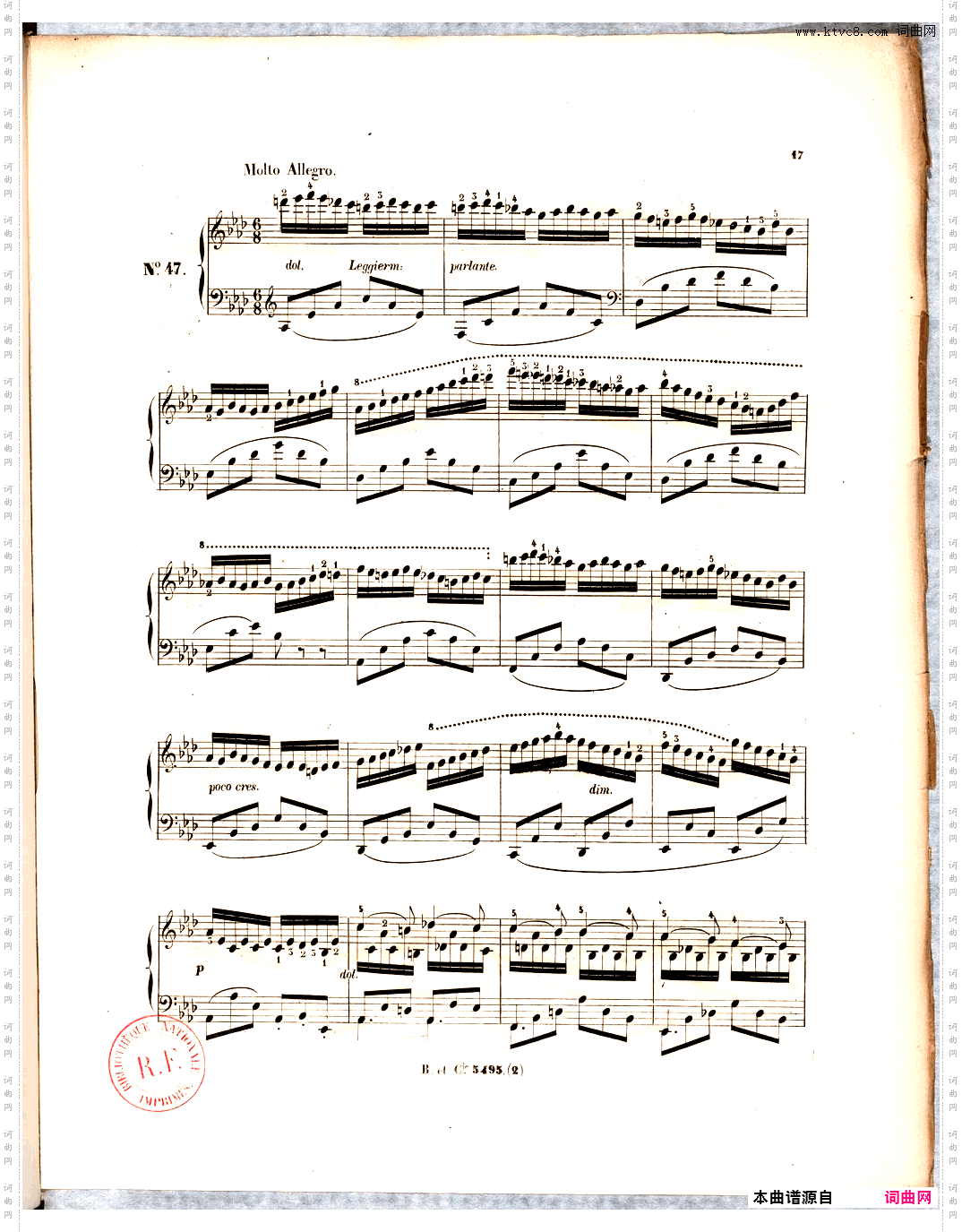 车尔尼一首类似肖邦练习曲op25-2的练习曲 作品818第47首