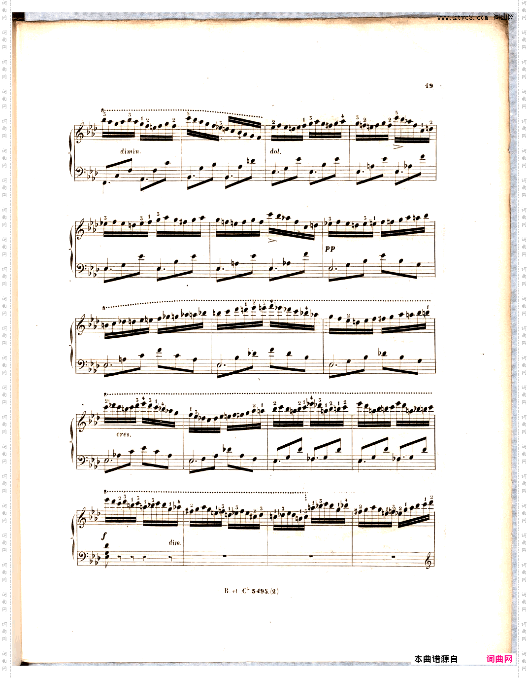车尔尼一首类似肖邦练习曲op25-2的练习曲 作品818第47首