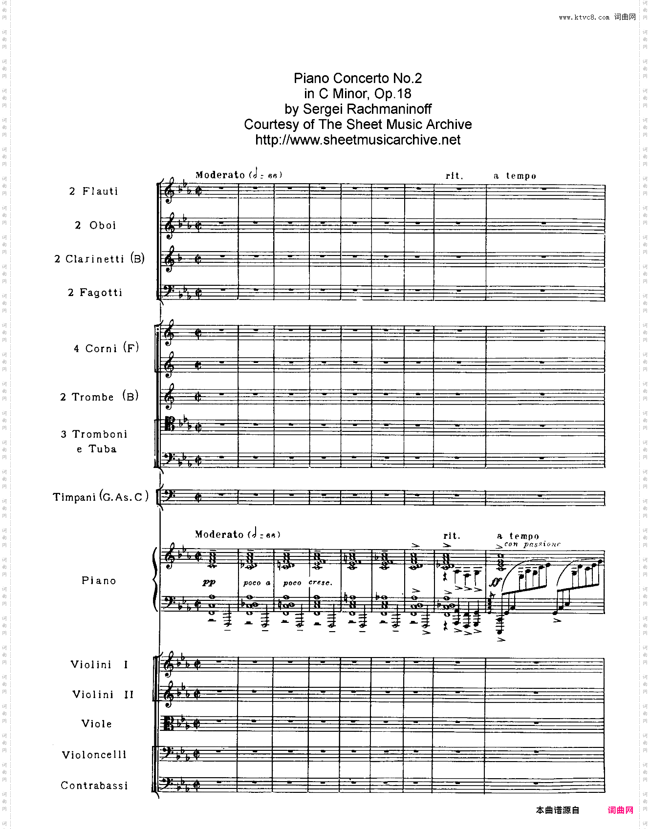 Rachmaninoff_拉赫玛尼诺夫钢琴第二协奏曲总谱
