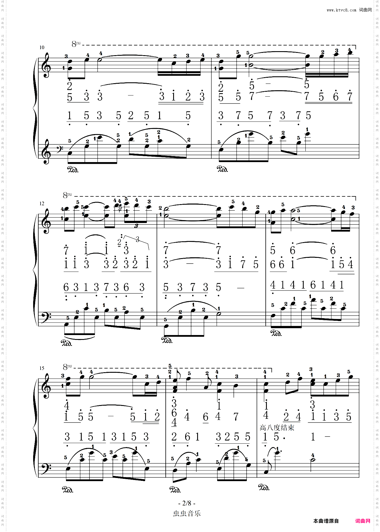 雨的印记kiss the Rain夏日香气背景音乐双谱带指法C调转A调