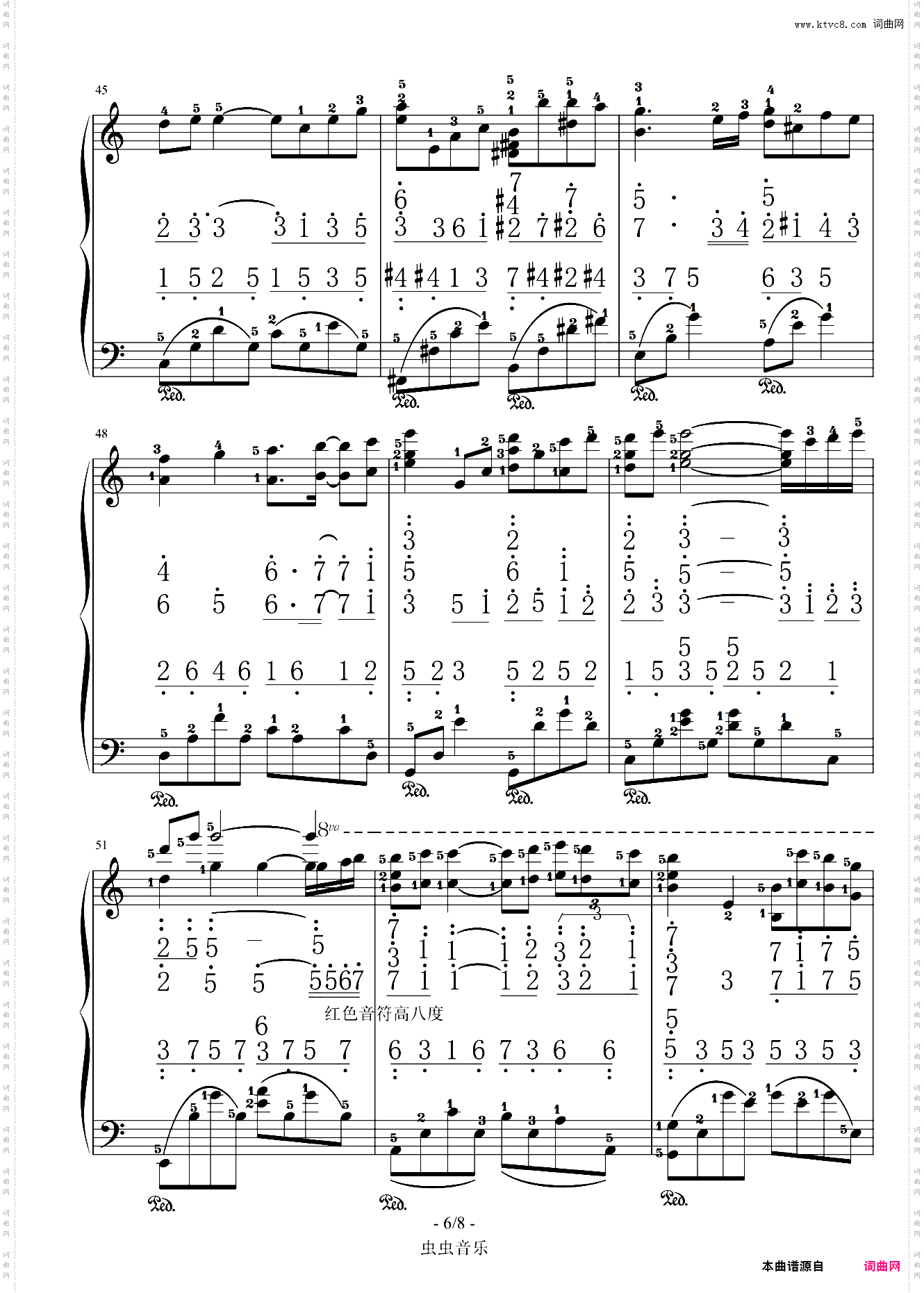 雨的印记kiss the Rain夏日香气背景音乐双谱带指法C调转A调