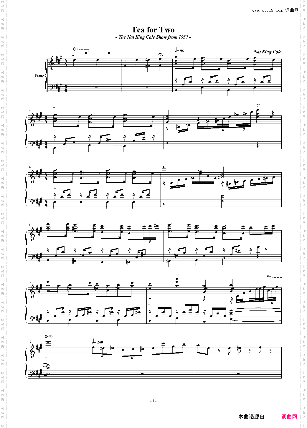 Tea for Two Nat King Cole