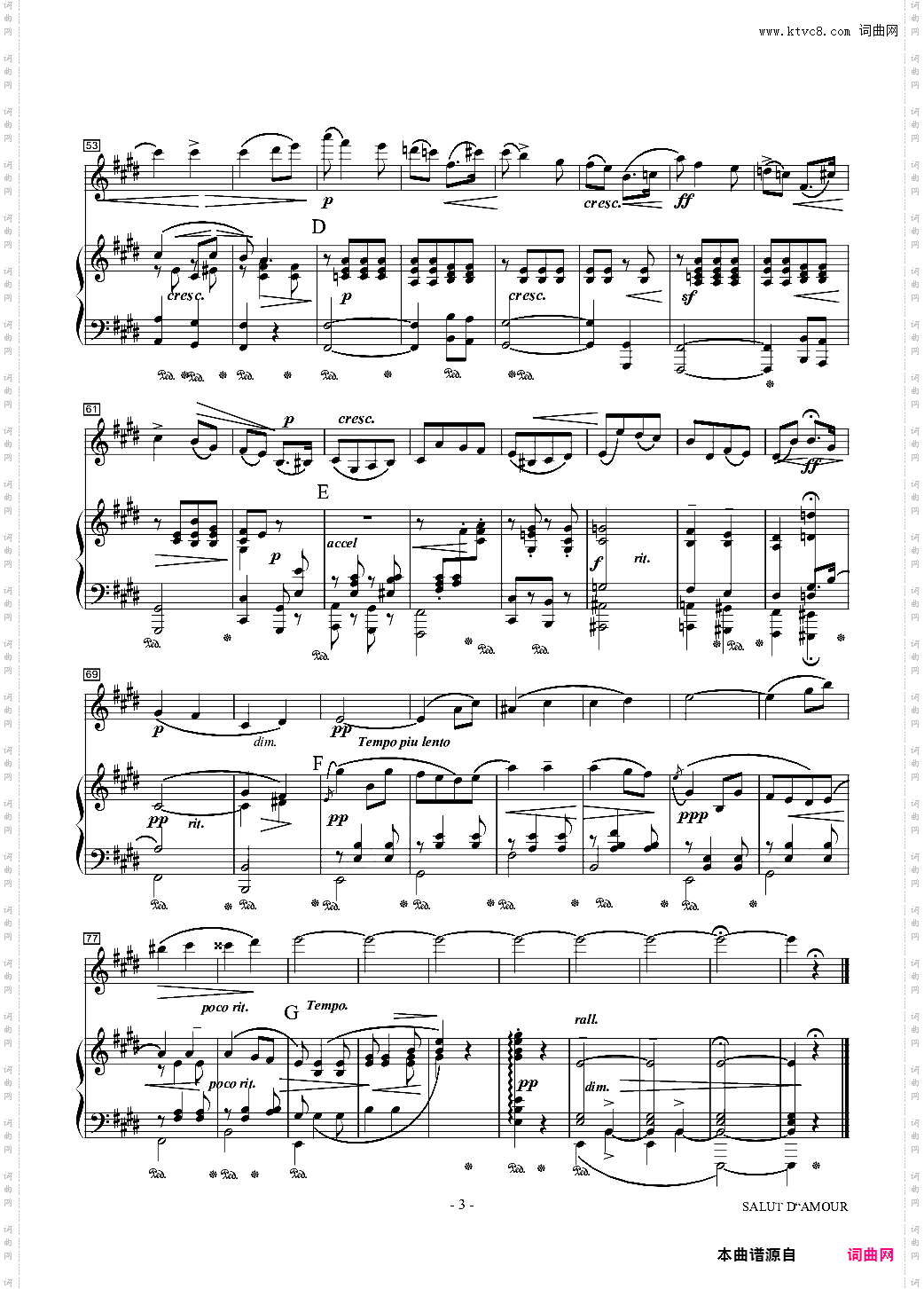 爱的礼赞-小提琴+钢琴