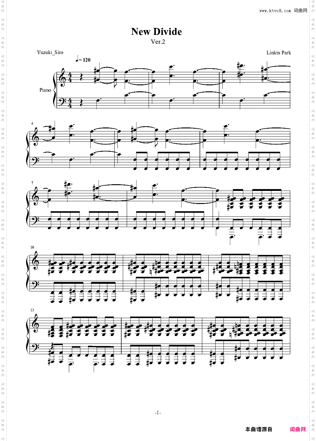 New Divide-Linkin Park【稍难版本】