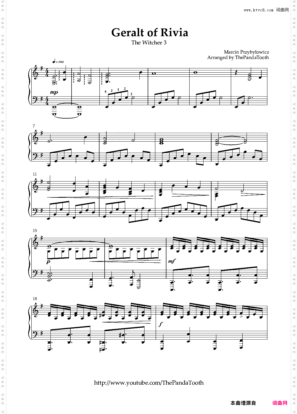 巫师3 :狂猎 主题曲: <利维亚的杰洛特>
