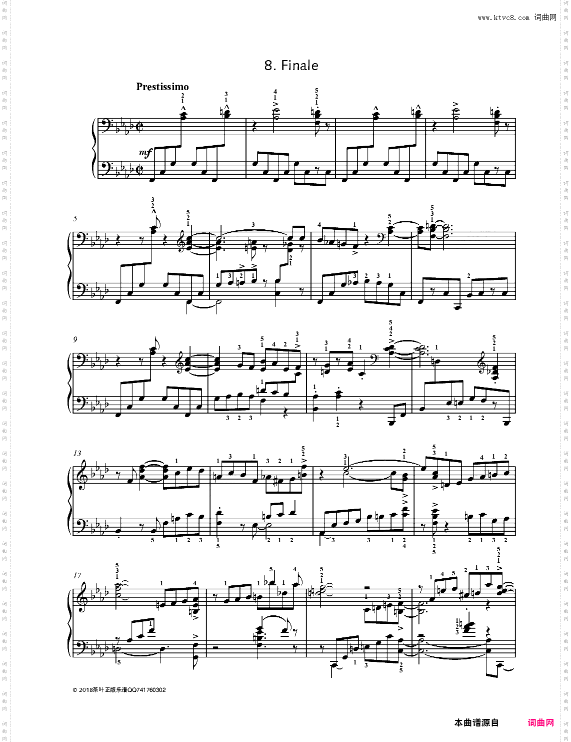 【爵士】【带指法】尼古拉斯凯帕斯汀 八首音乐会练习曲 Eight Concert Études Op 40 - No· 8· Final