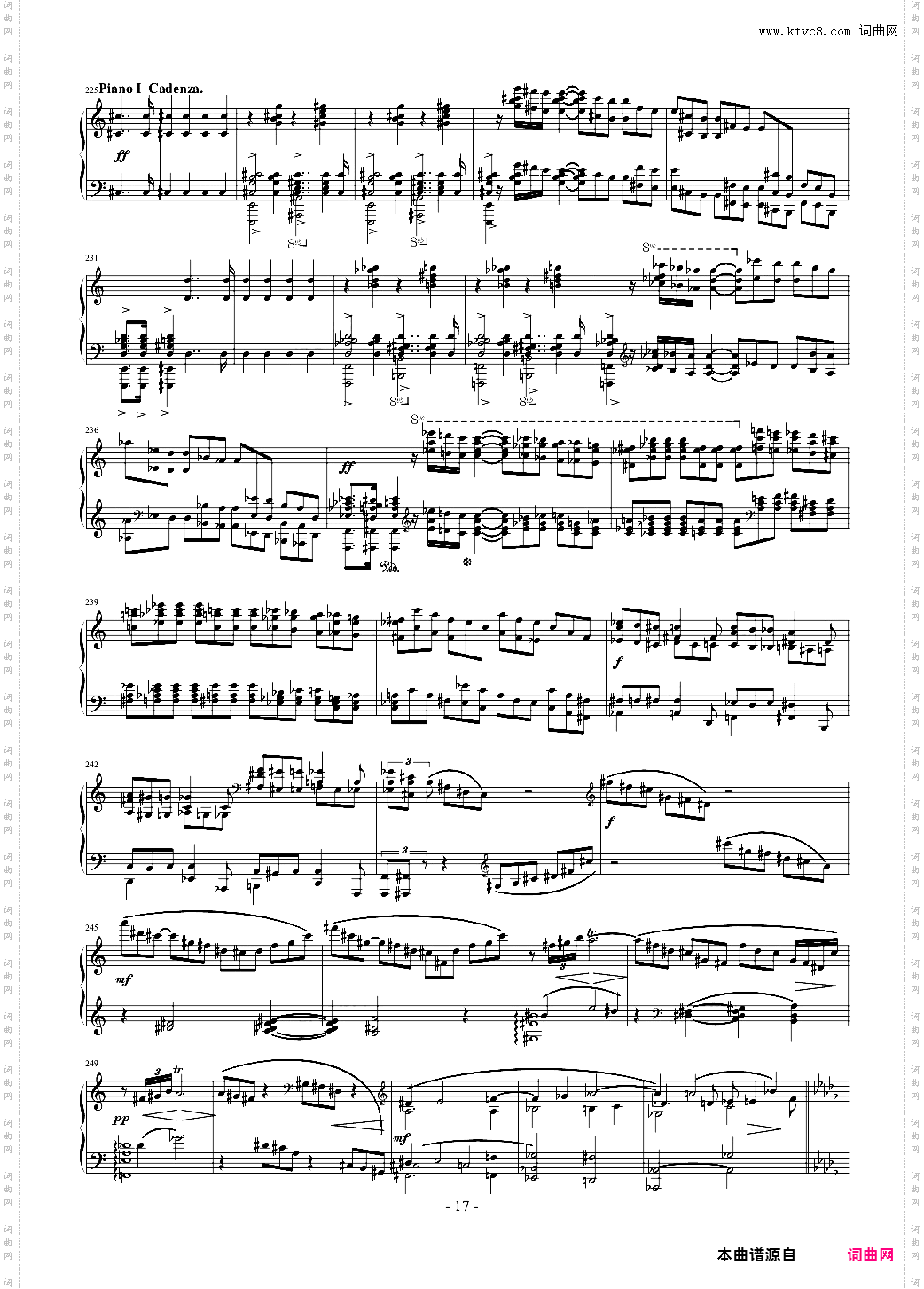 拉赫玛尼诺夫第一钢琴协奏曲 Op·1