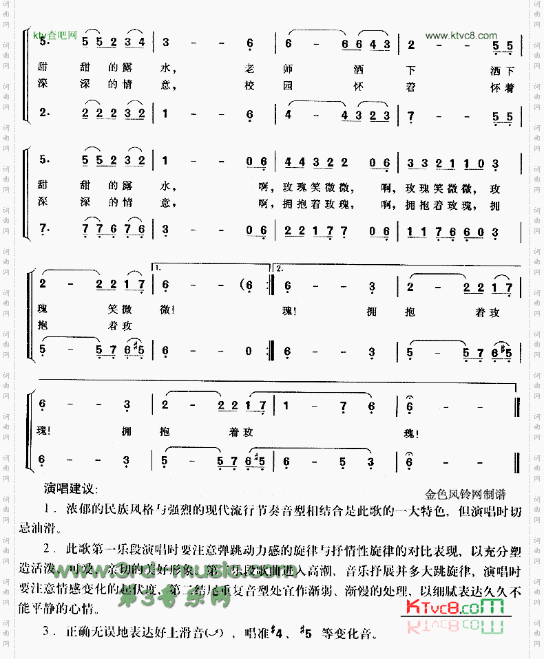 玫瑰红红的玫瑰[合唱曲谱]