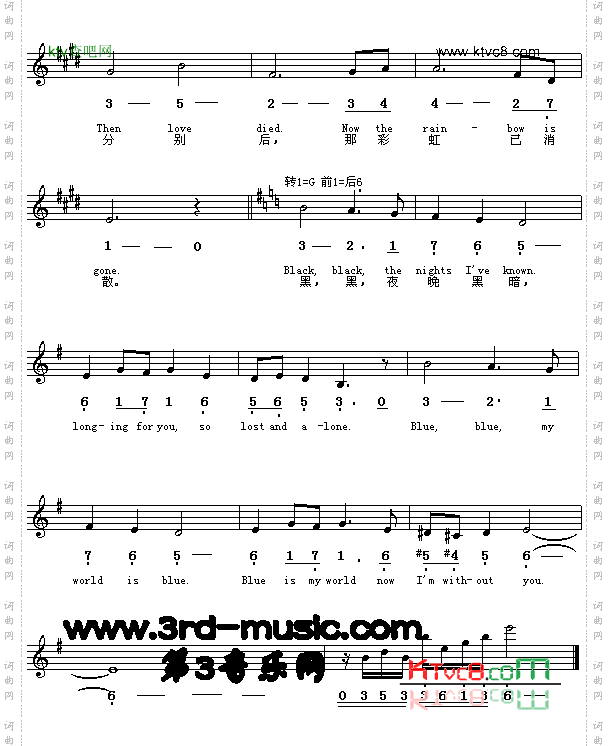 LoveIsBule蓝色的爱美、中英文[简谱]