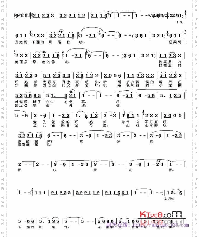 月光下的凤尾竹