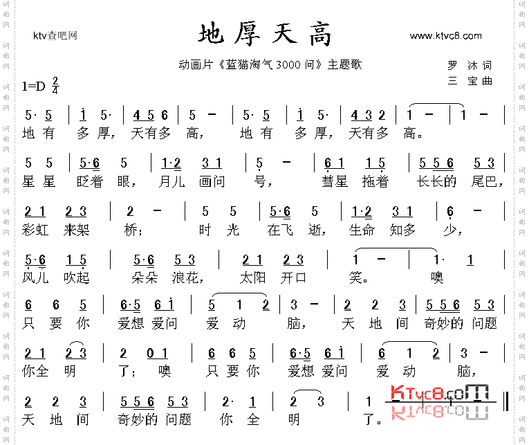 地厚天高_《蓝猫淘气三千问》主题曲