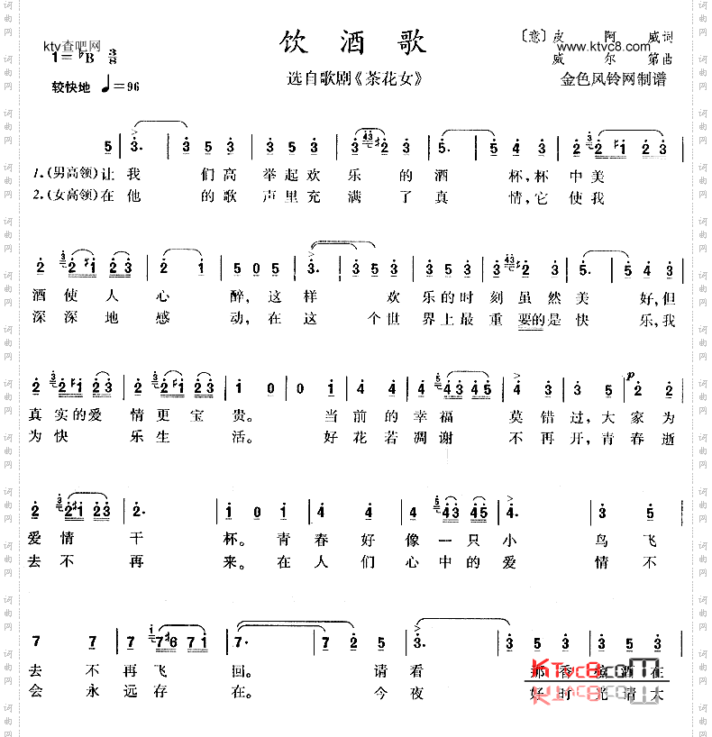 饮酒歌《茶花女》选曲