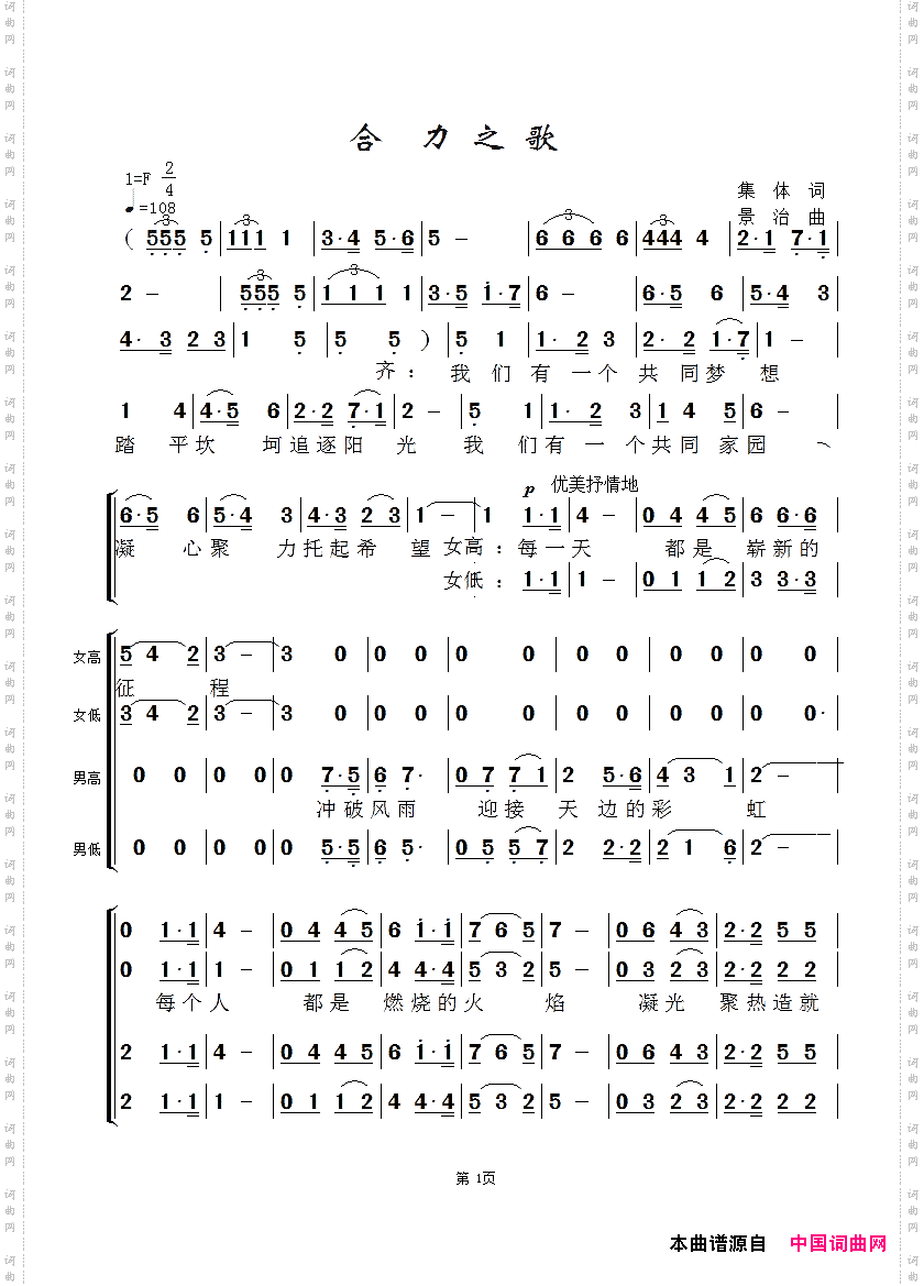 合力之歌_天音合唱团版