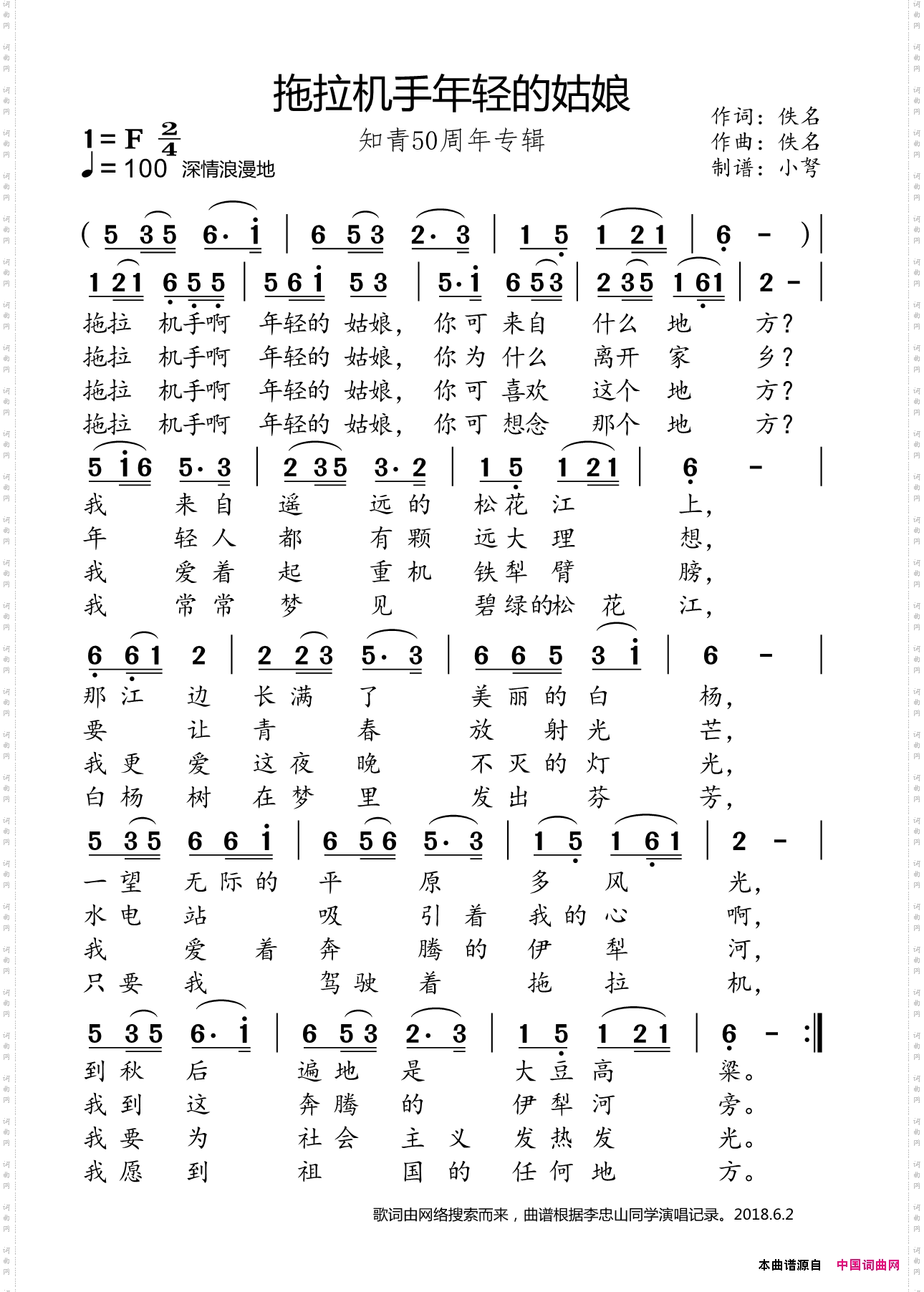 拖拉机手年轻的姑娘_知青50周年专辑