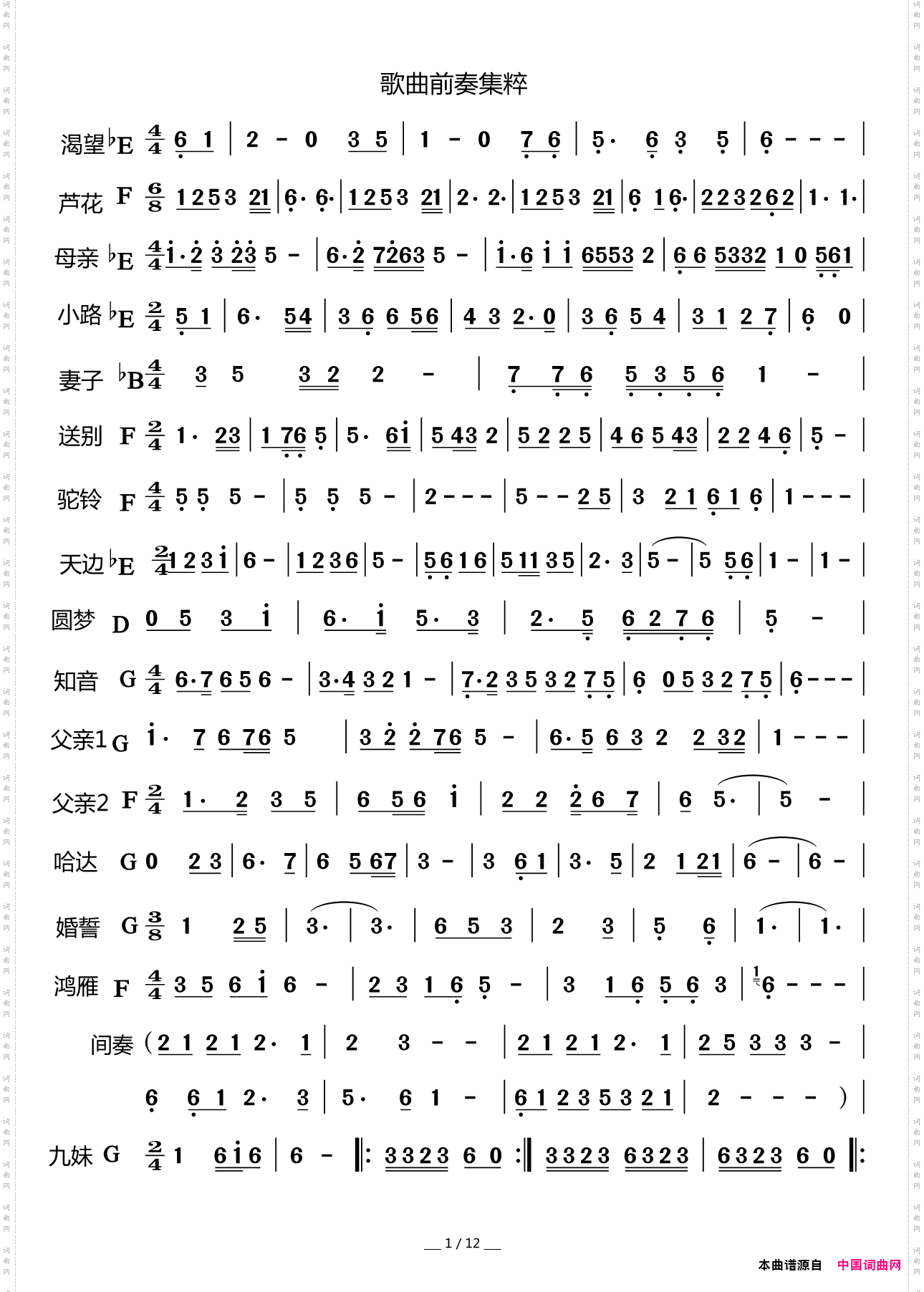歌曲前奏集锦