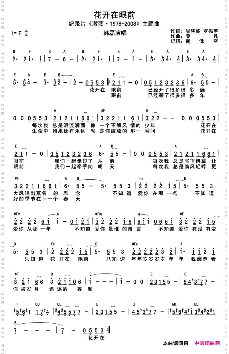 花开在眼前_纪录片《激荡·1978-2008》主题曲