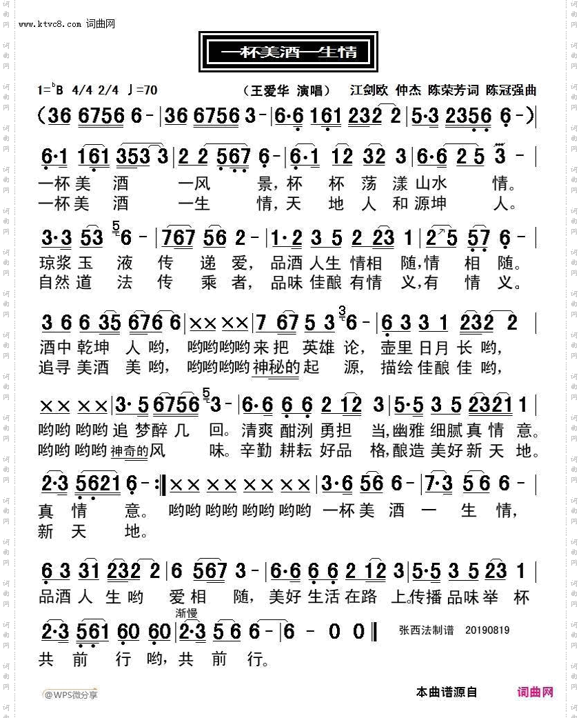 一杯美酒一生情