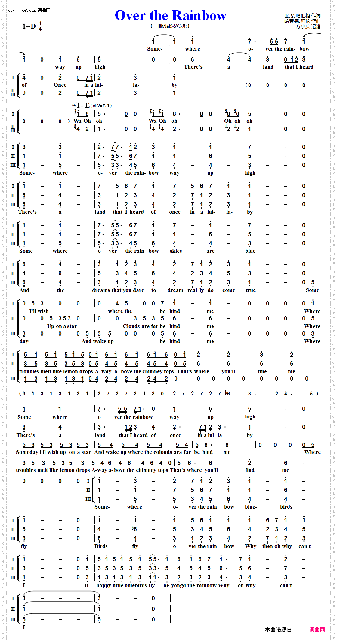 Over the Rainbow_男声三重唱