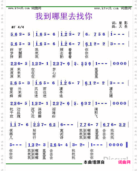 我到哪里去找你
