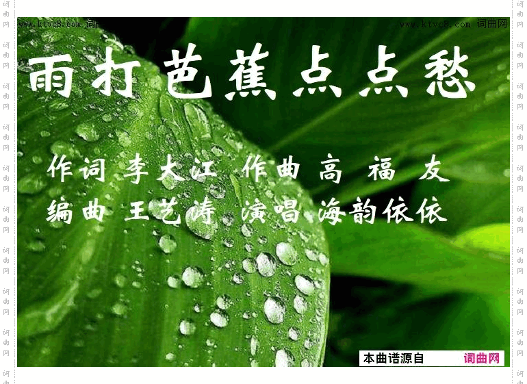 雨打芭蕉点点愁_海韵依依唱 高福友曲 王艺涛编曲