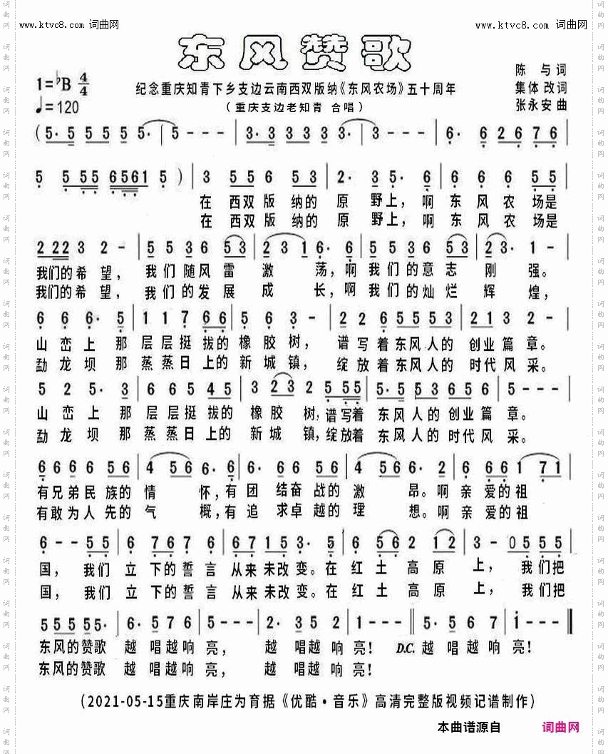 东风赞歌_纪念重庆知青下乡支边云南西双版纳《东风农场》50周年
