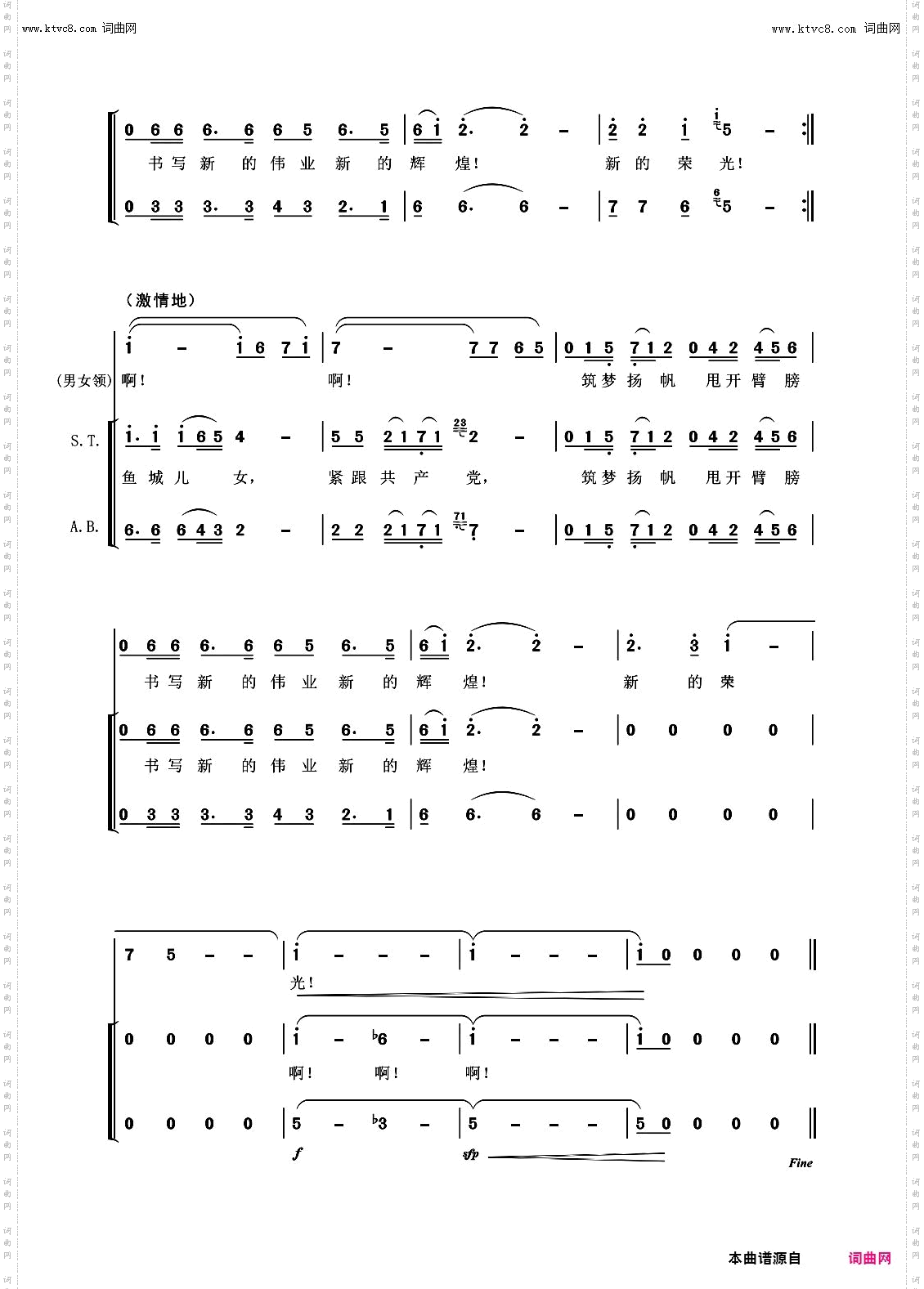 鱼城儿女紧跟党_男女声独唱、合唱