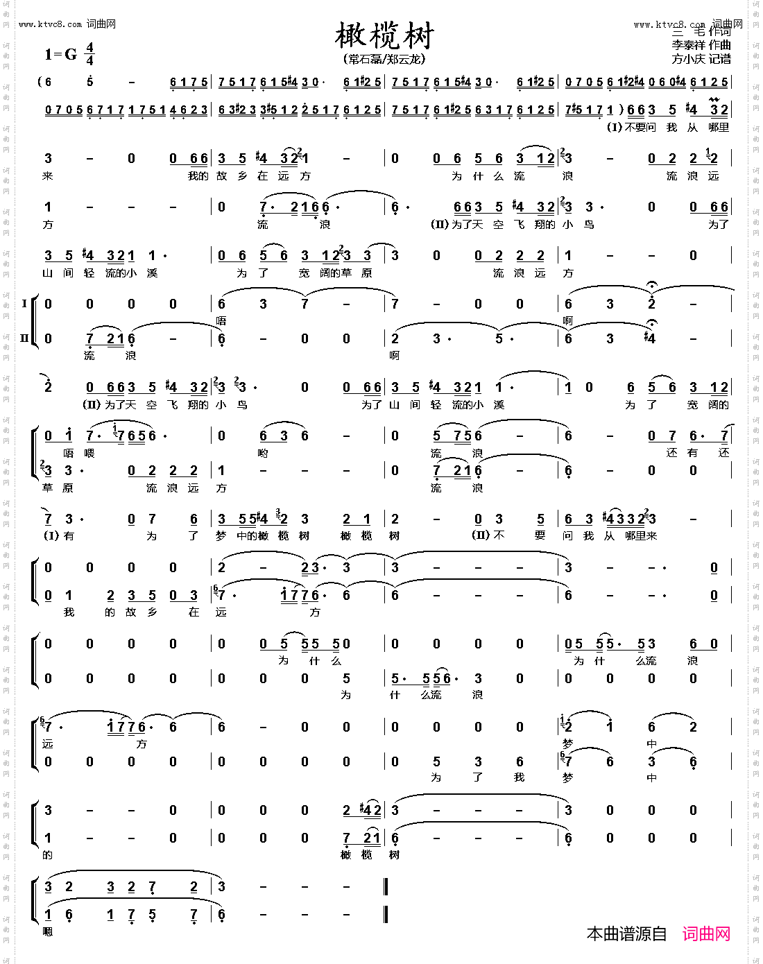 橄榄树_男声二重唱