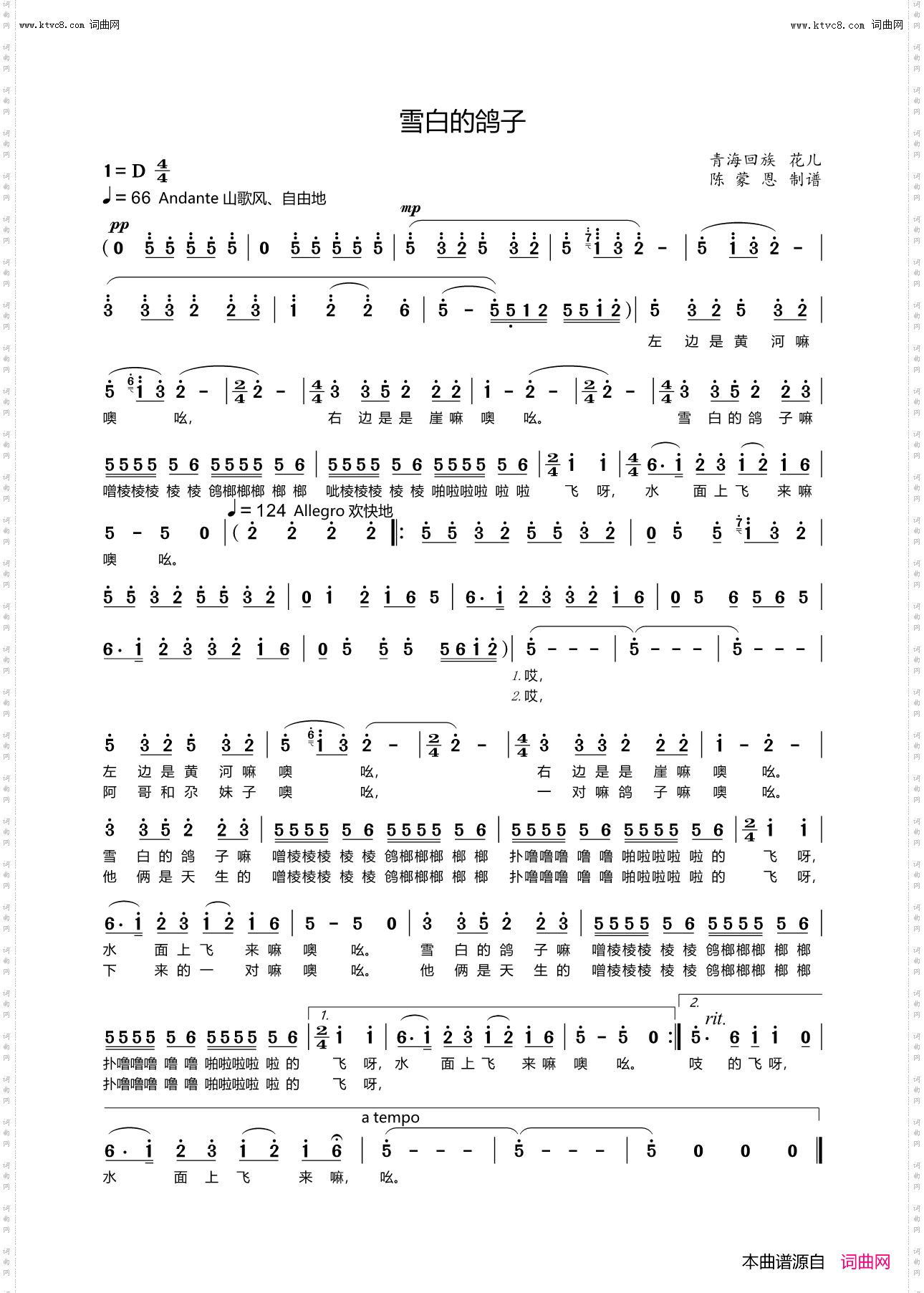 雪白的鸽子_青海回族花儿