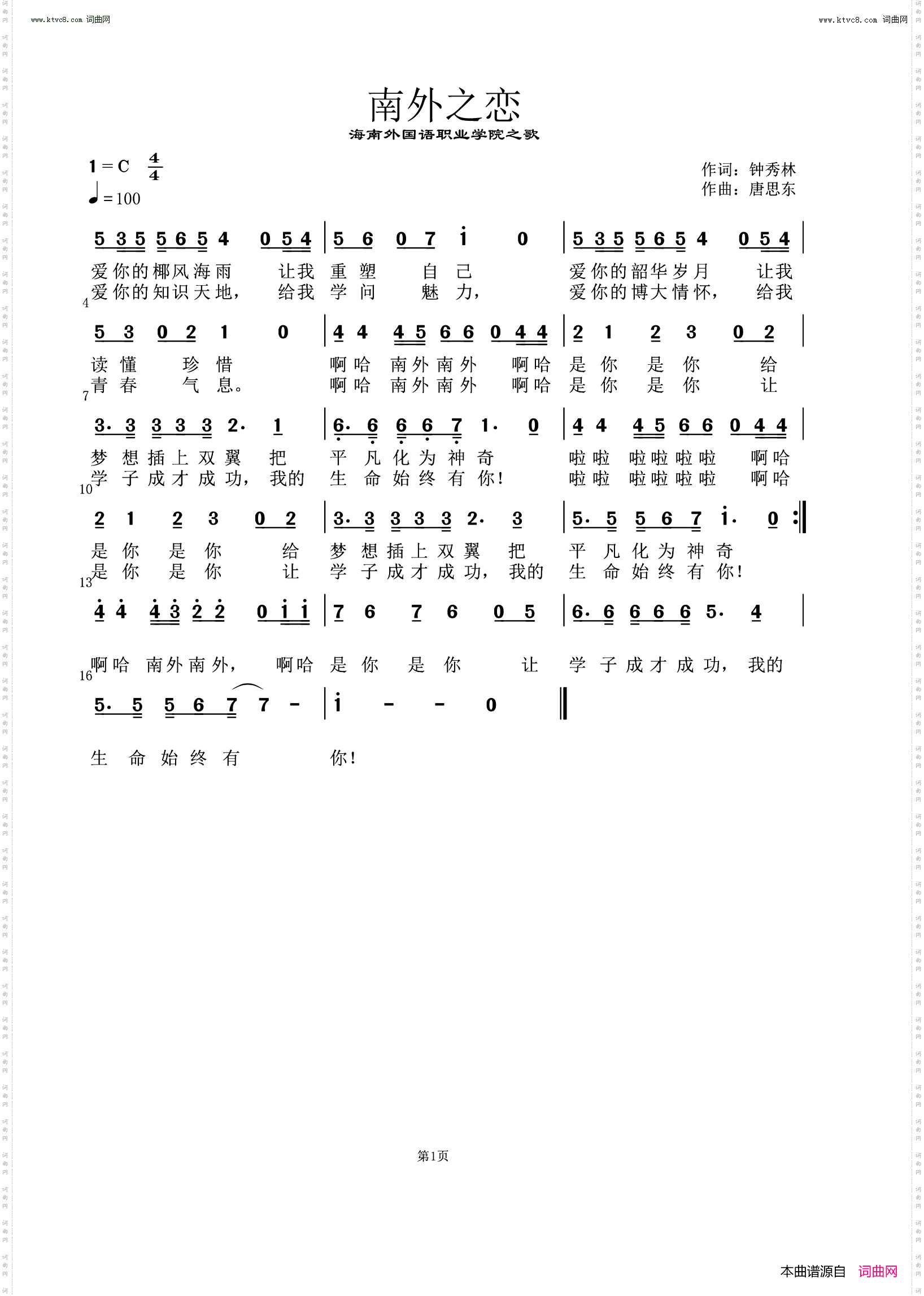 南外之恋_海南外国语职业学院之歌