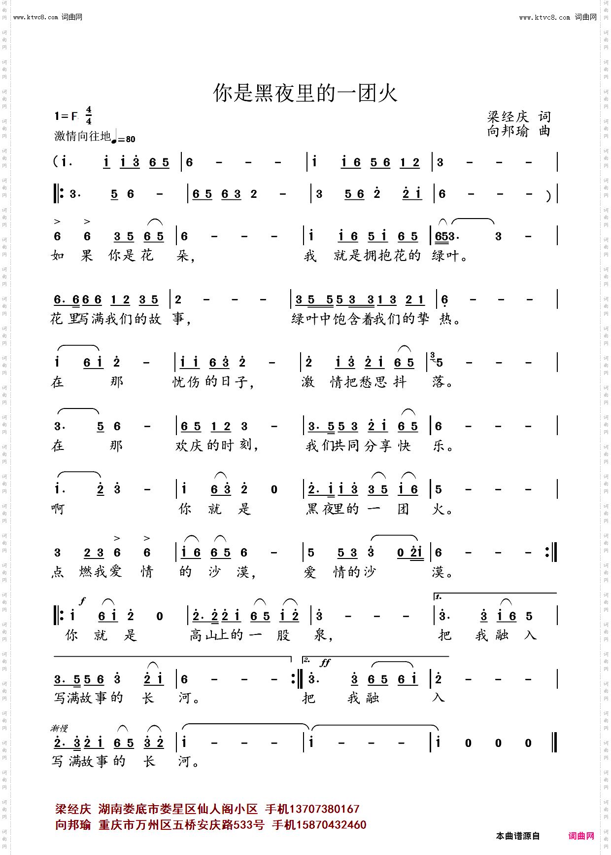 你是黑夜里的一团火