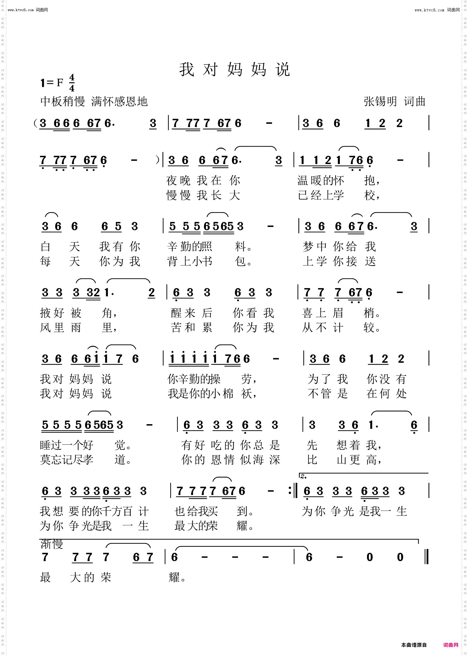 我对妈妈说