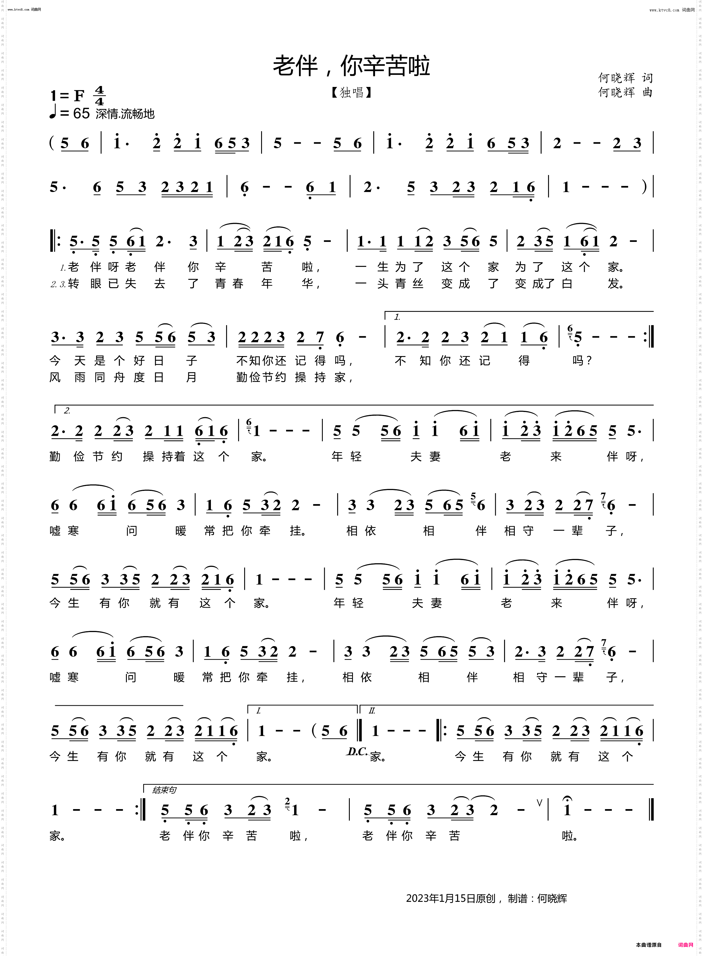 老伴，你辛苦啦_独唱
