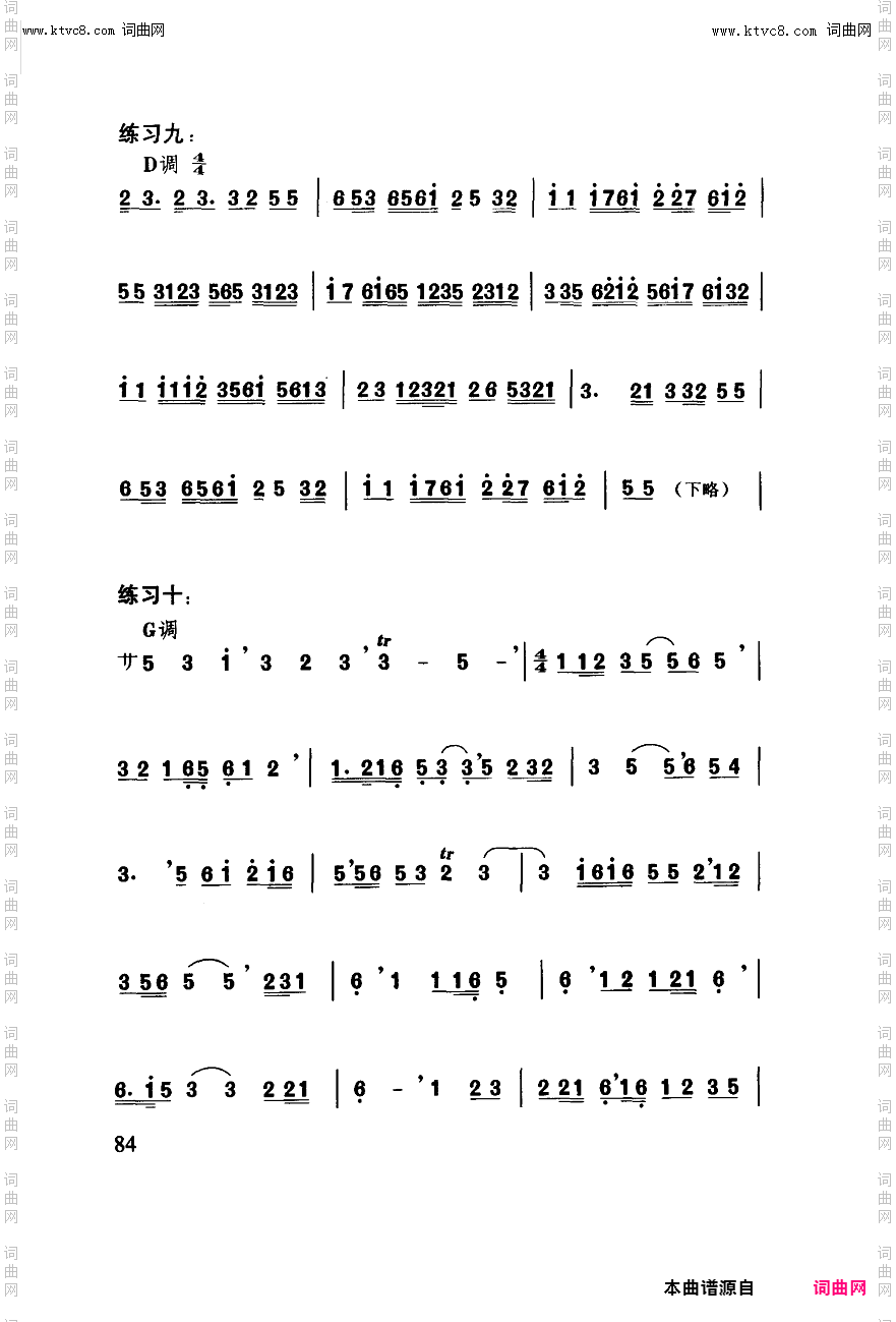 其他曲谱_工尺谱入门之八第84页；工尺谱与宋俗字谱的比较-附录