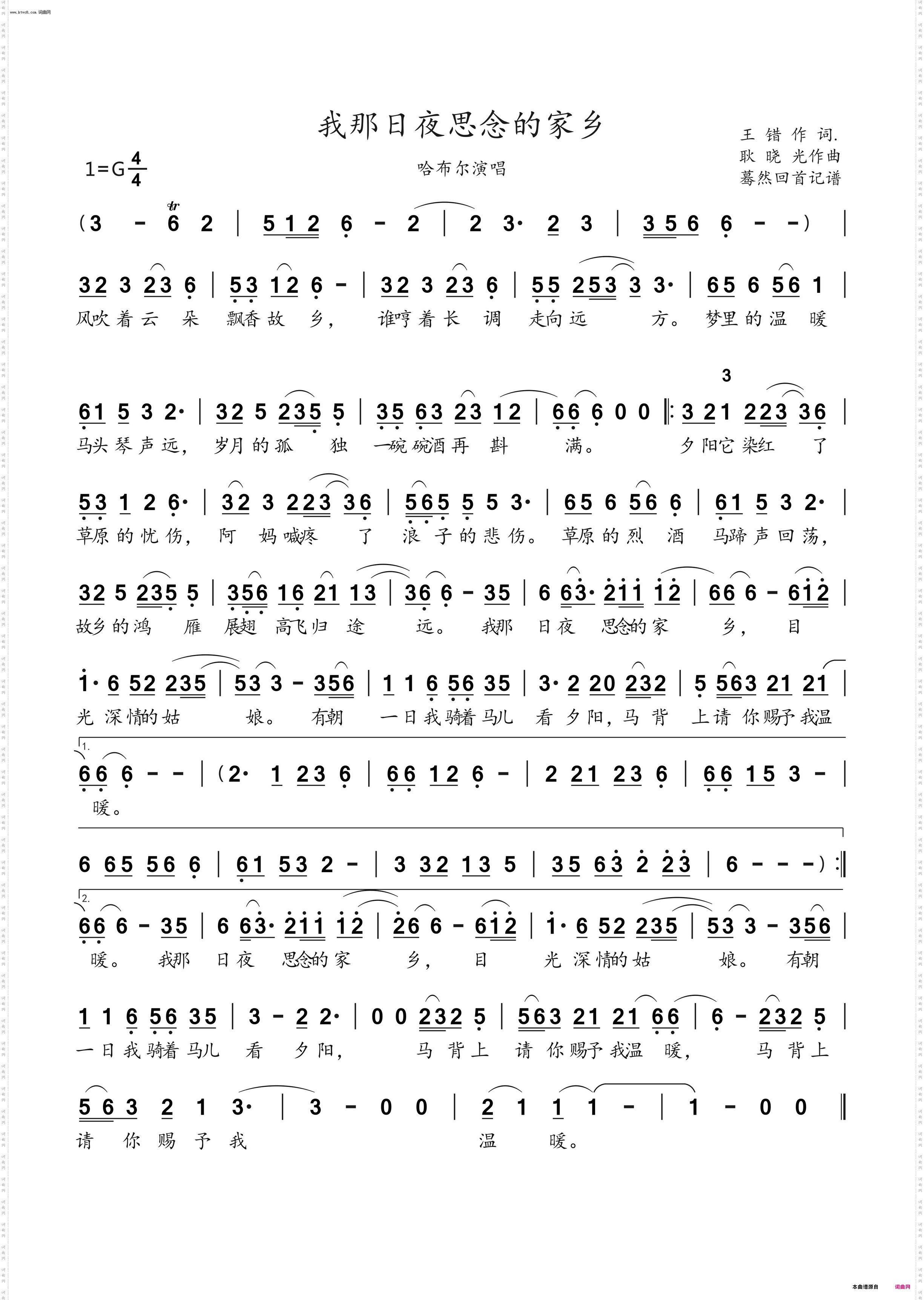 我那日夜思念的家乡_哈布尔演唱