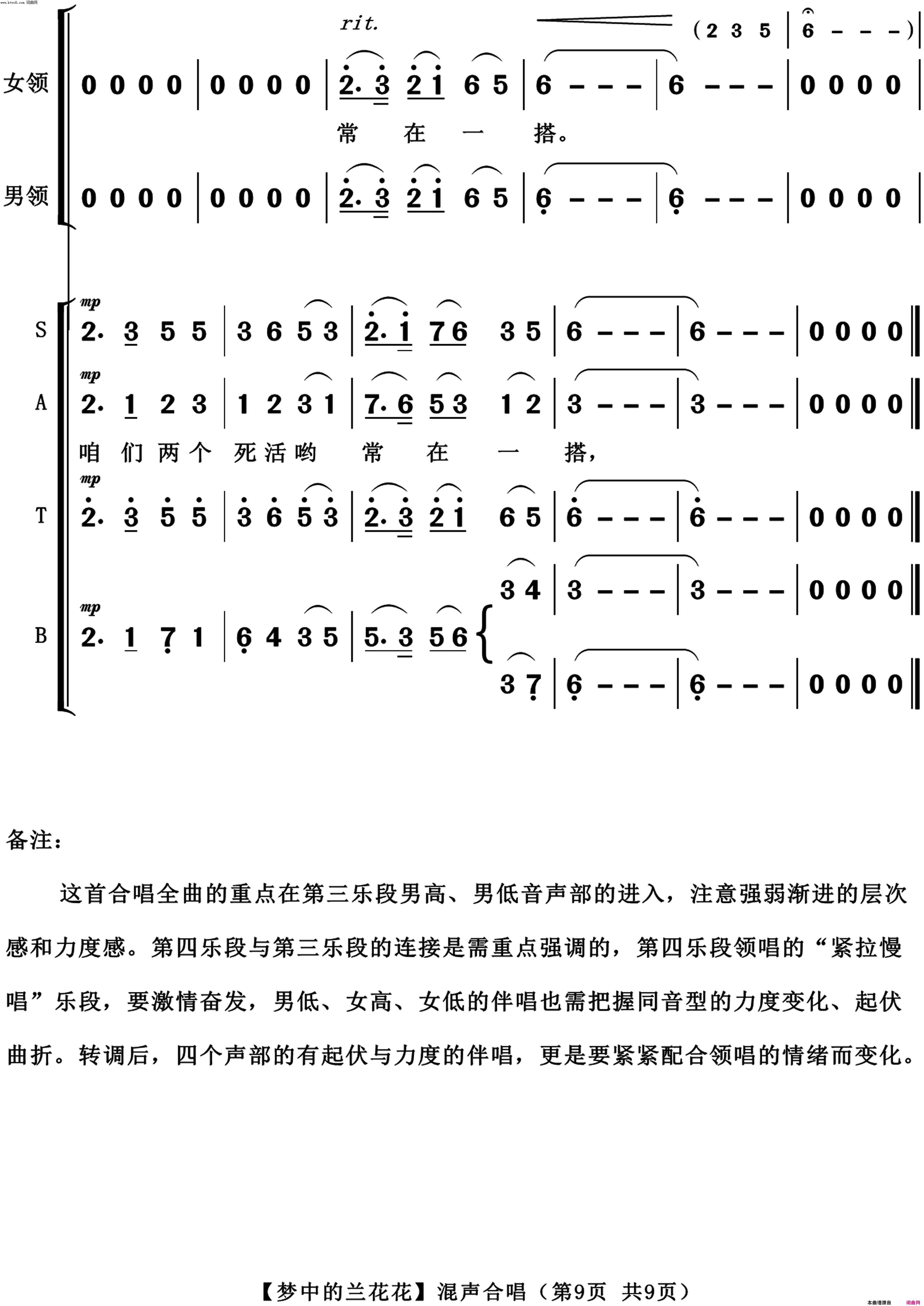 梦中的兰花花_混声合唱