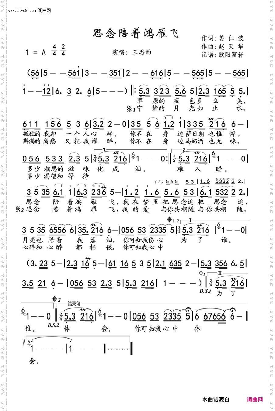 思念陪着鸿雁飞