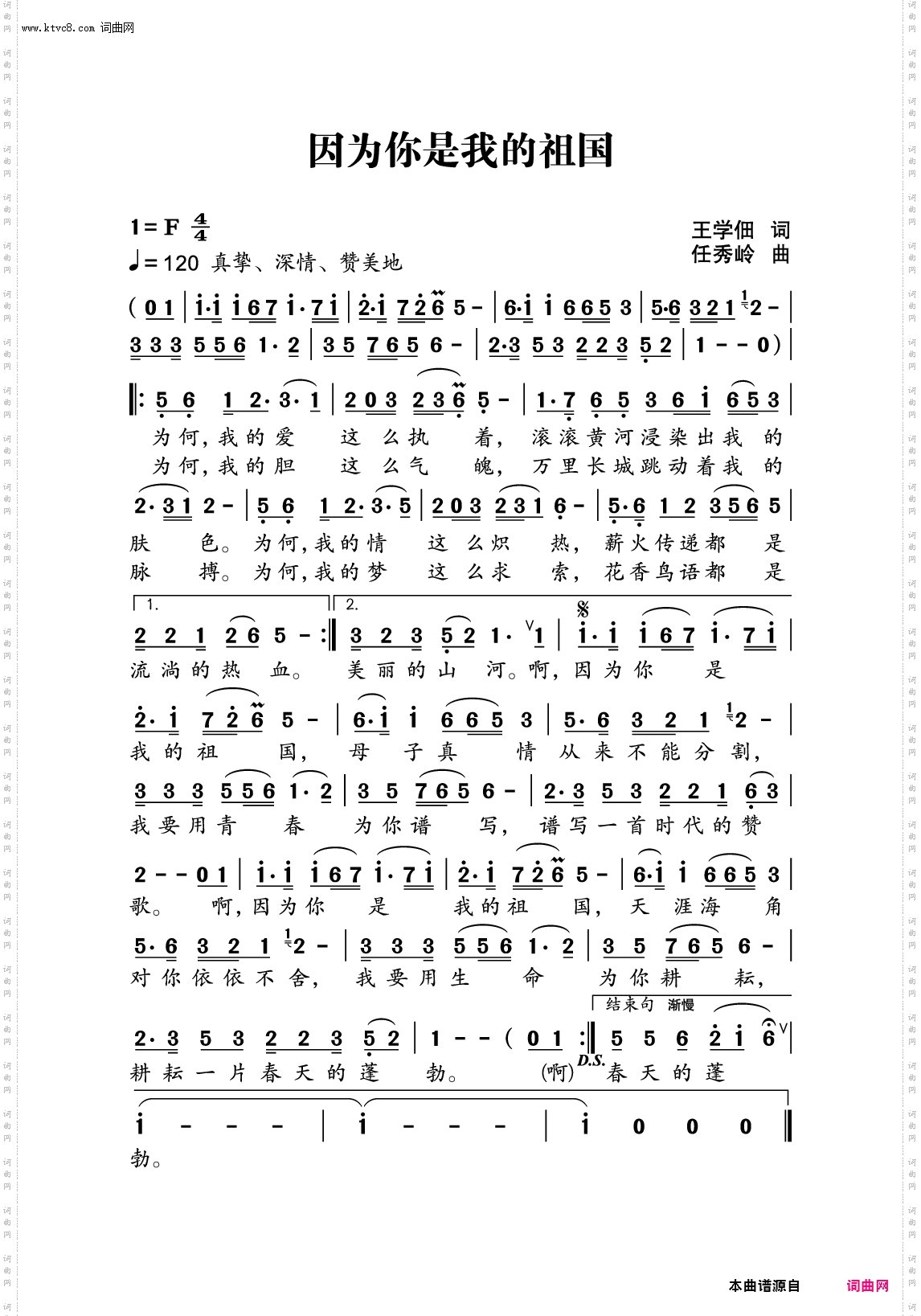 因为你是我的祖国