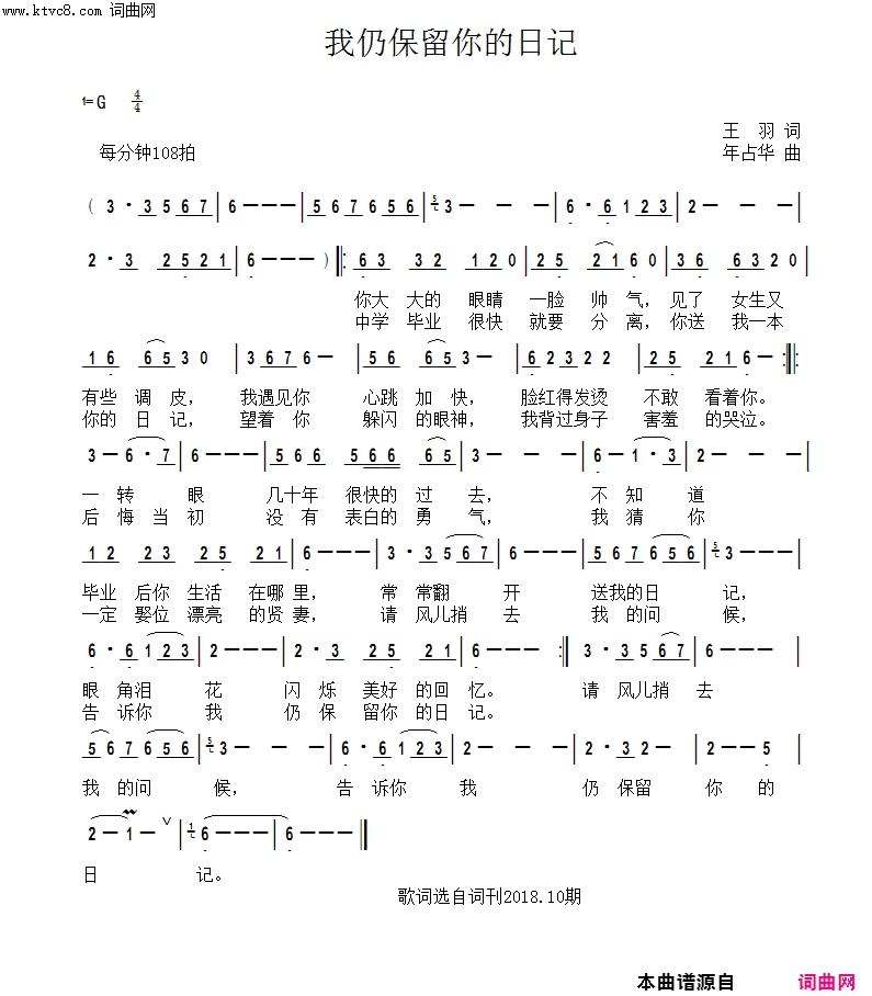 我仍保留你的日记