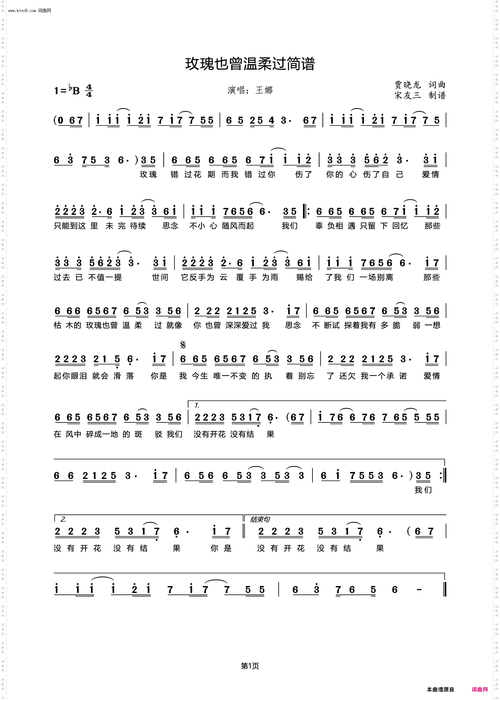 玫瑰也曾温柔过_演唱:王娜