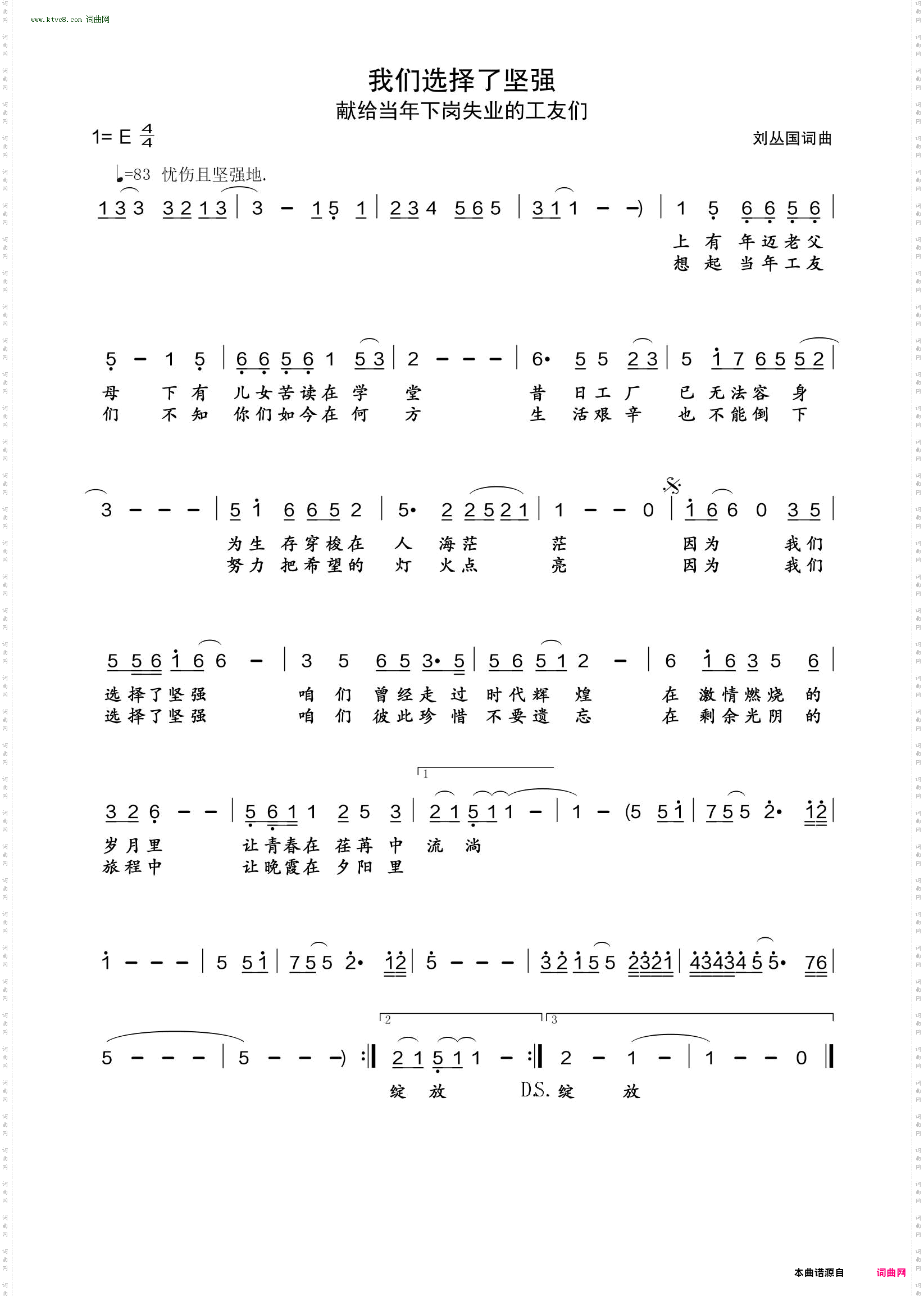 我们选择了坚强_献给当年下岗失业的工友们