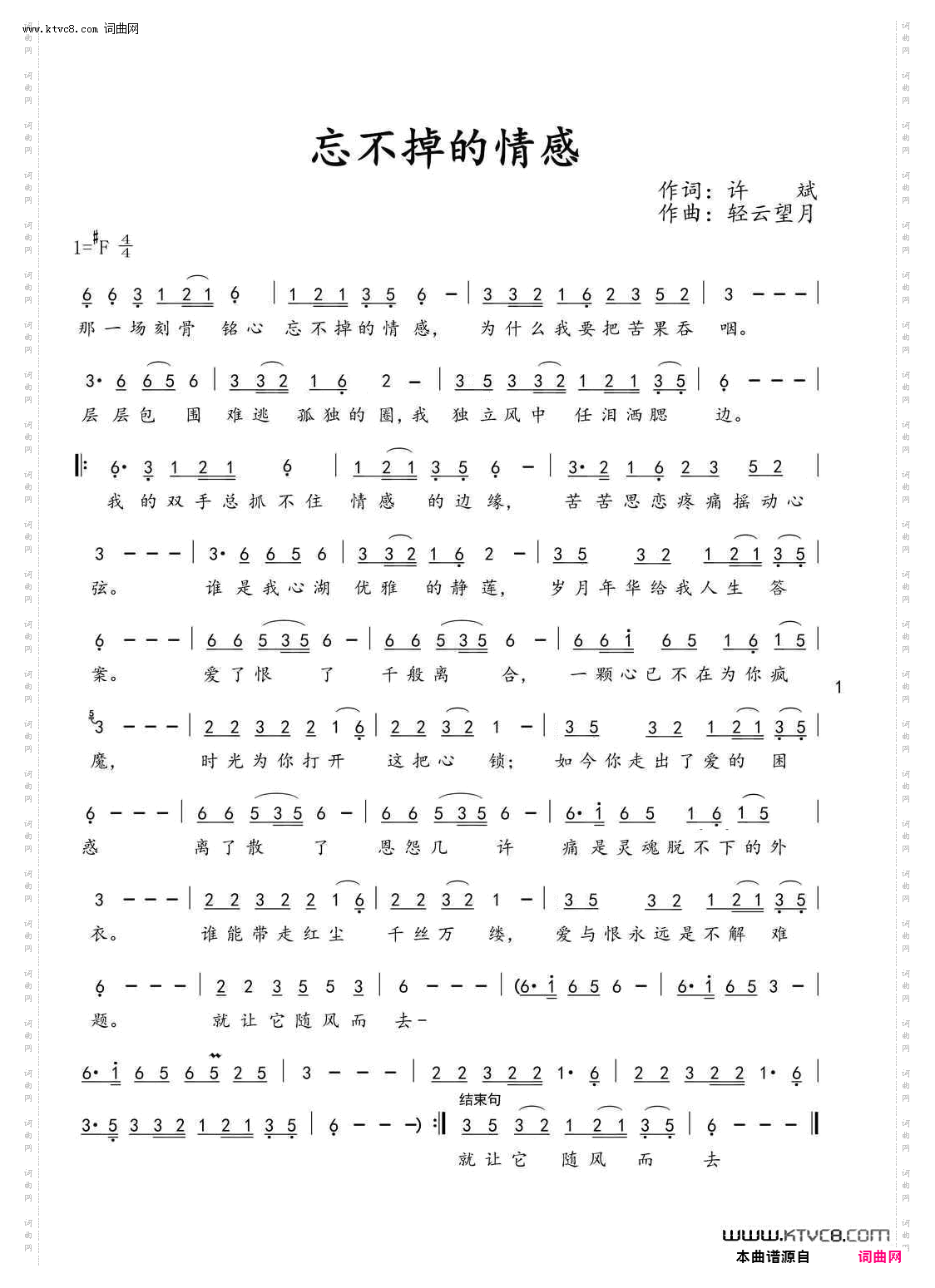 忘不掉的情感_降A调伴奏 - 丛伟