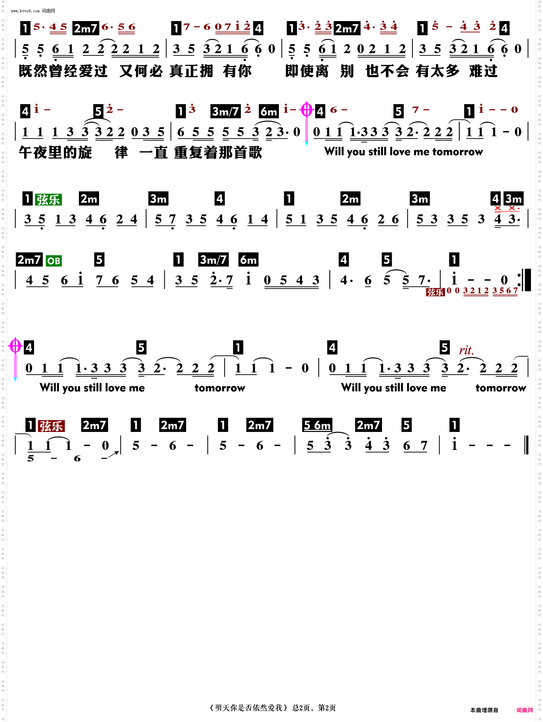 明天你是否依然爱我_功能谱