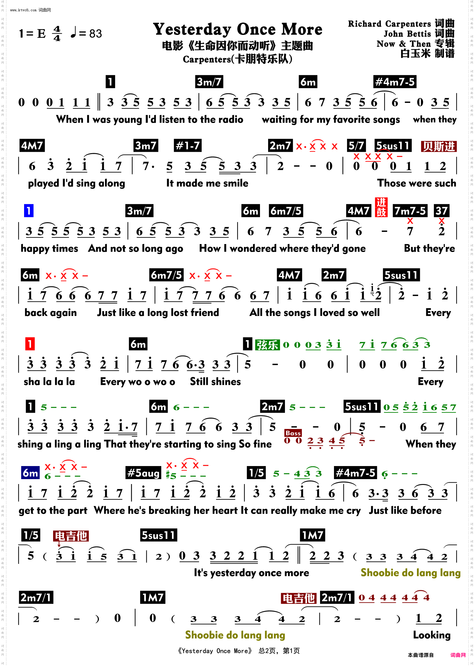 Yesterday Once More_功能谱