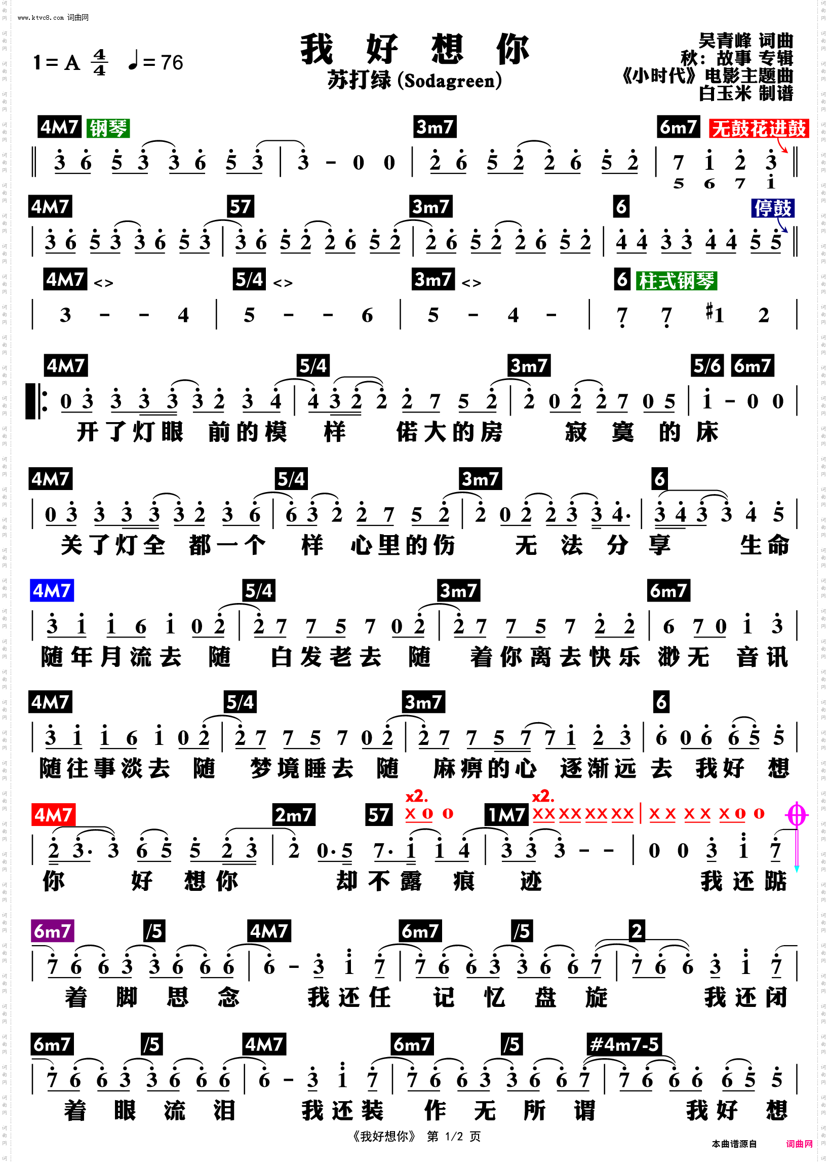 我好想你_功能谱
