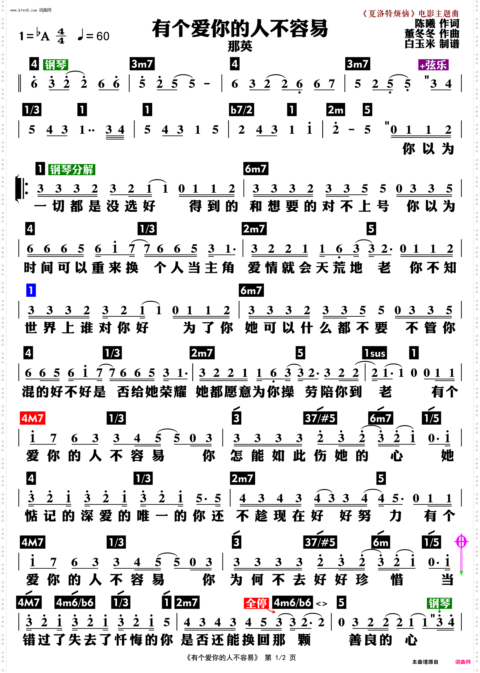 有个爱你的人不容易_功能谱