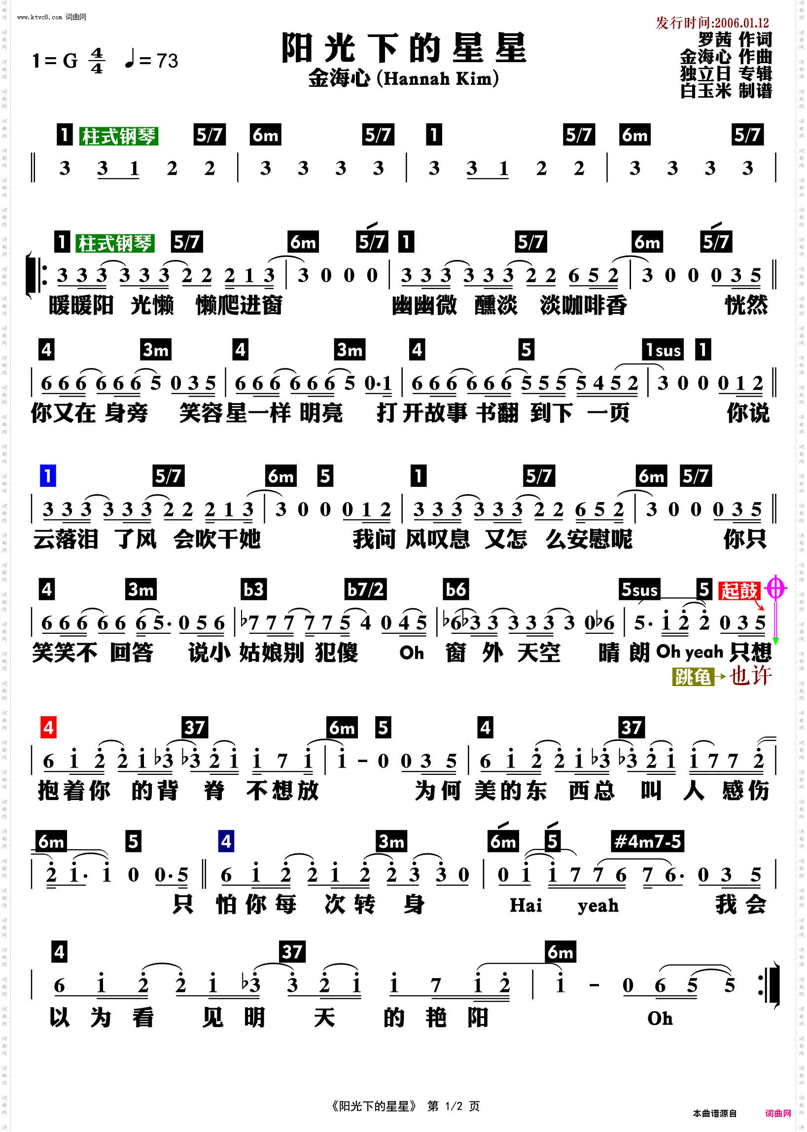 阳光下的星星_功能谱