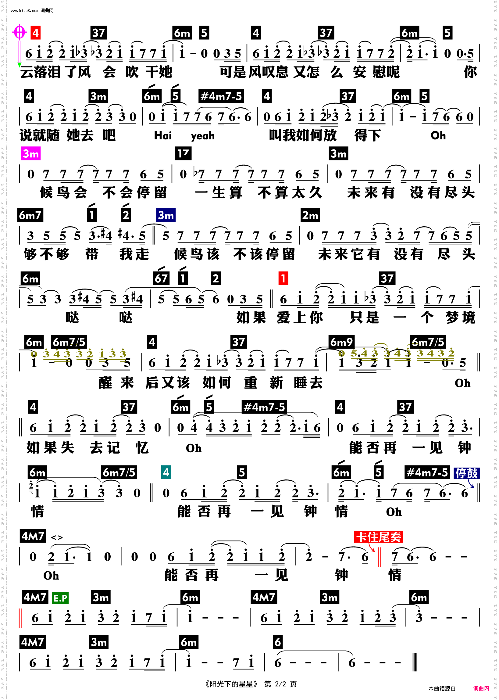 阳光下的星星_功能谱