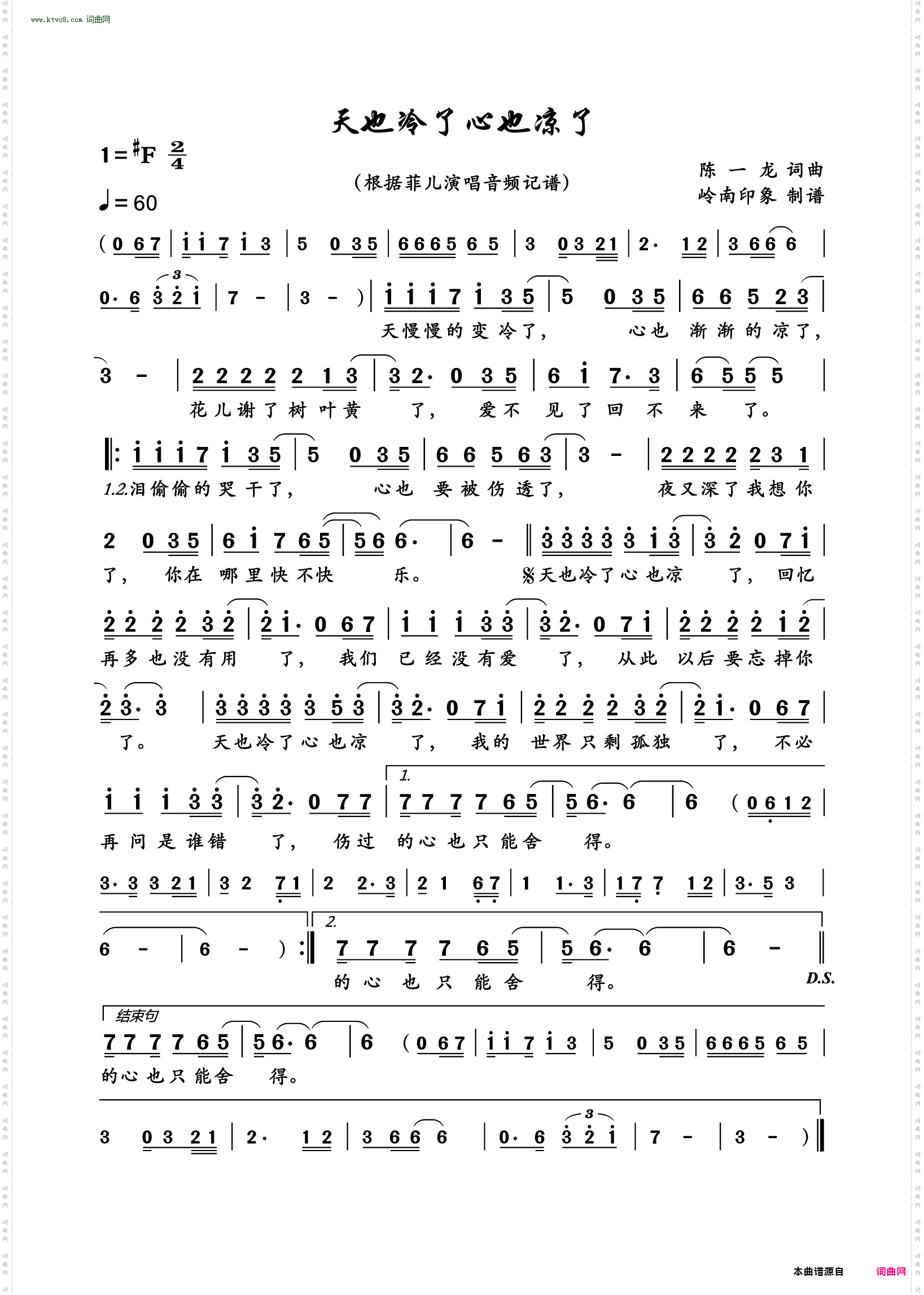 天也冷了心也凉了