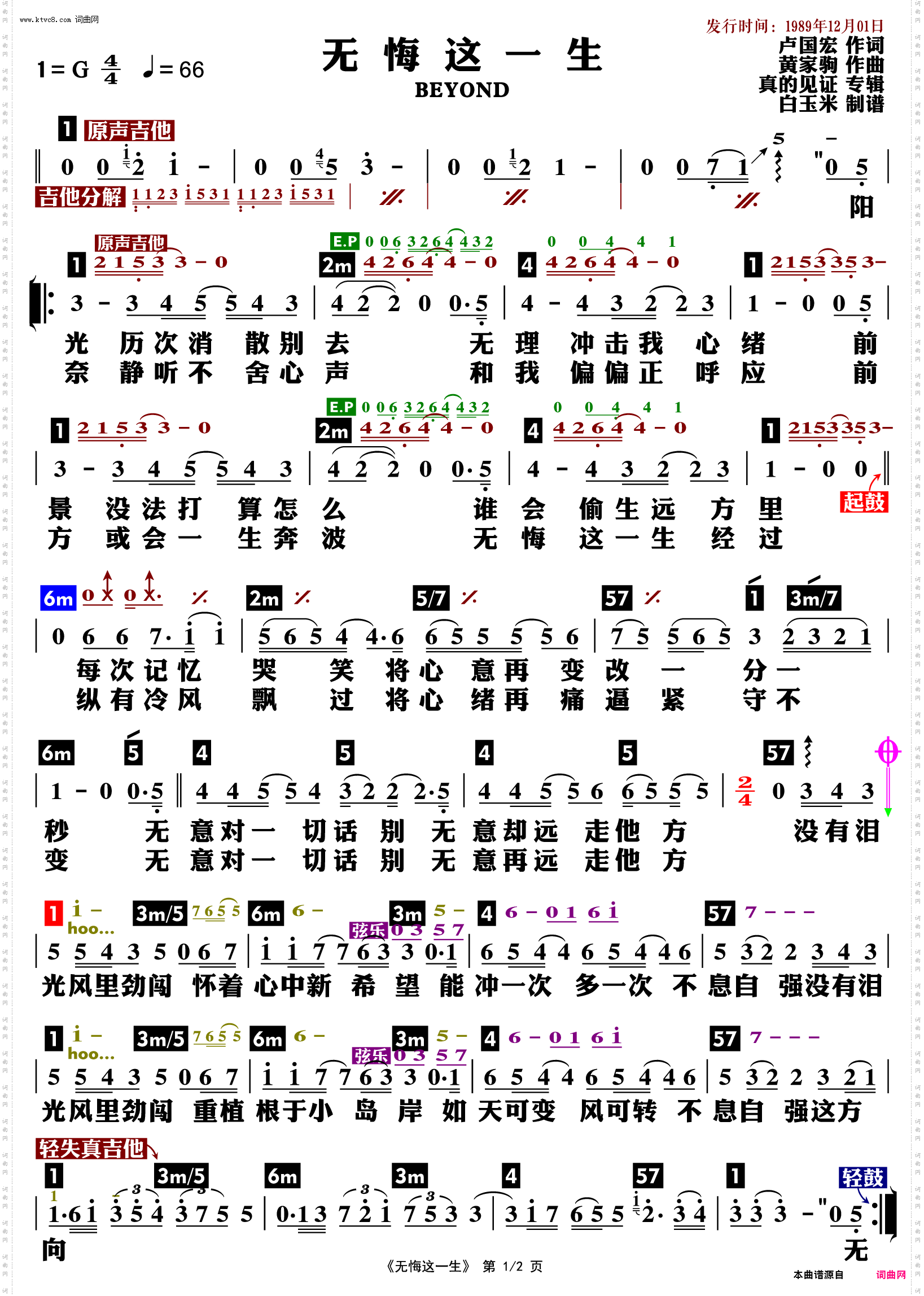 无悔这一生_功能谱